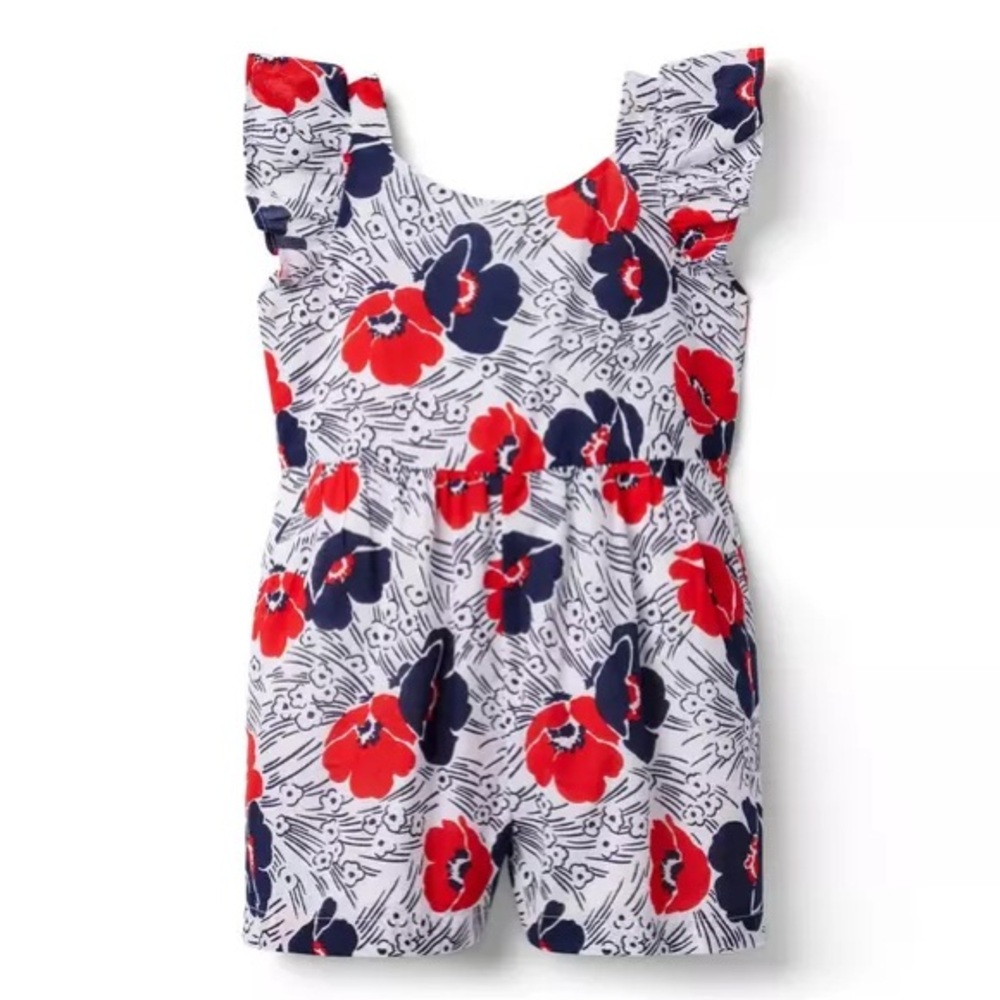 NWOT Janie and Jack Poppy Floral Ruffle Sleeve Romper Toddler Girl Size 2T